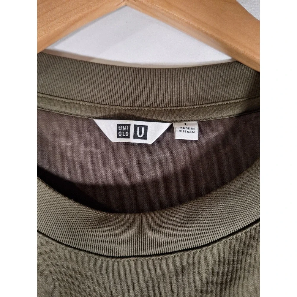 Uniqlo U AIRism Oversized Crew Neck T-Shirt Mens Large Olive Green Lemaire